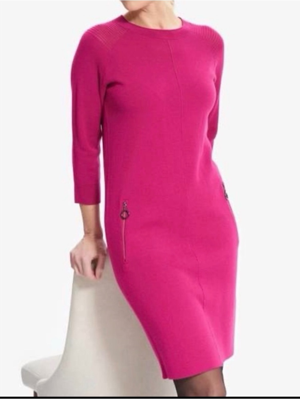 Joseph Ribkoff Pink Knit Sheath Dress size Medium EUC